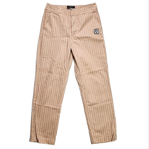 Airwalk Pants - Airwalk Size Medium Straight Midrise Trousers White Stripe Creme